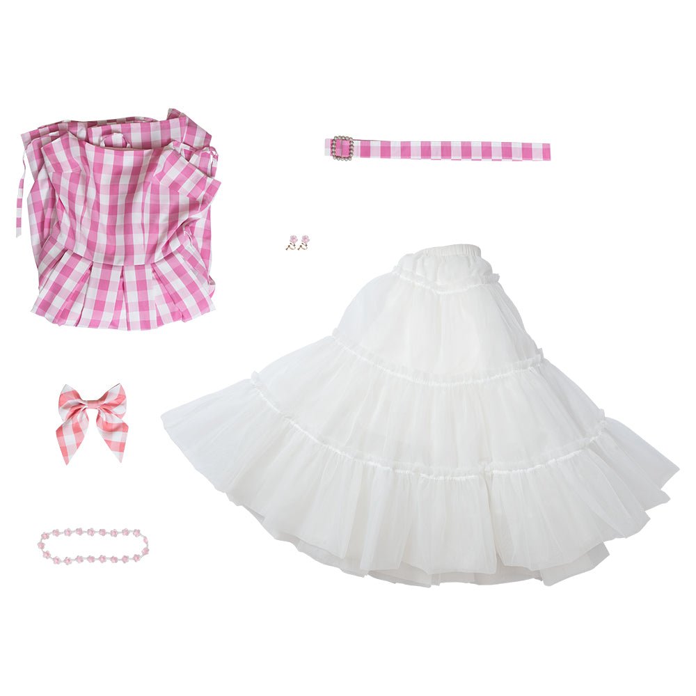 Vestido de Disfraz de Barbie Rosa a Cuadros para Mujer - Abraza el Estilo Icónico - Fantasia Cosera