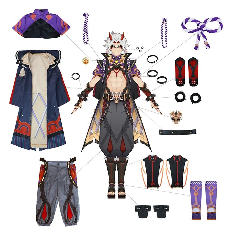 Disfraz de Cosplay de Arataki Itto de Genshin Impact para Hombre - Conjunto Completo para Halloween - Fantasia Cosera
