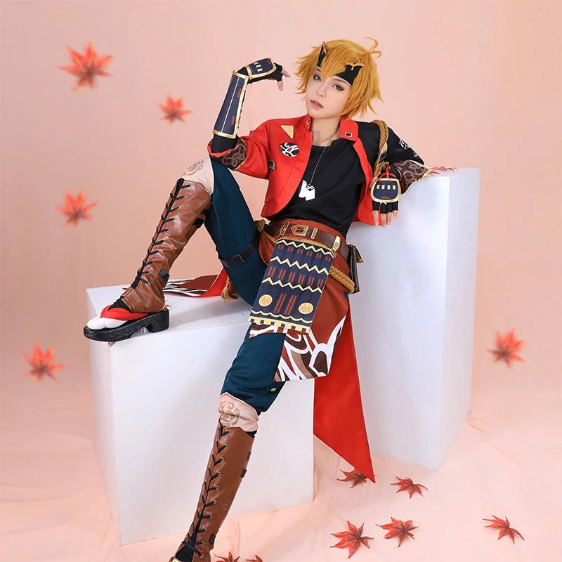 Disfraz de Cosplay de Thoma de Genshin Impact para Hombre - Conjunto Completo con Sombrero para Halloween - Fantasia Cosera