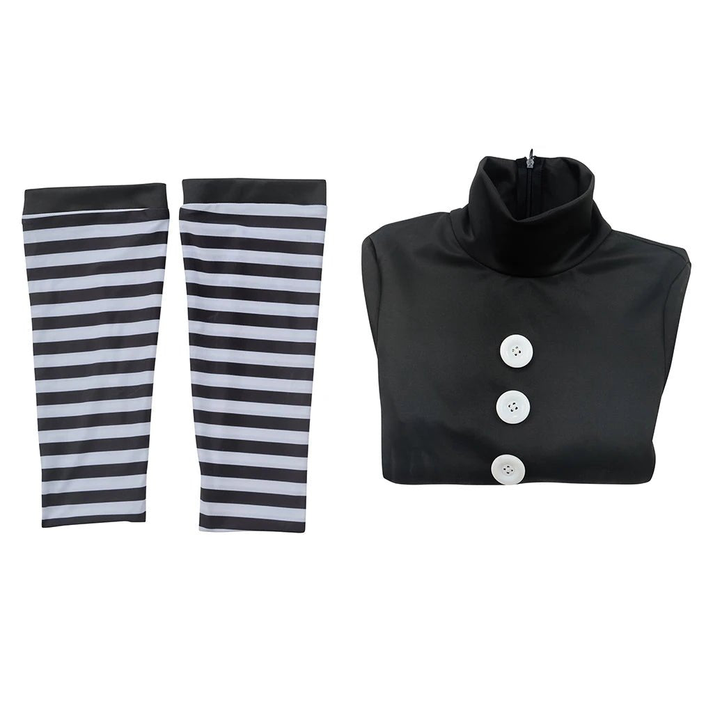 Traje de Cosplay de Marioneta - Vestido Negro con Medias Rayadas para Mujeres Adultas - Disfraz de Carnaval y Halloween - Fantasia Cosera