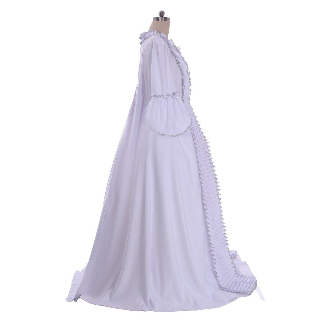 Vestido de Cosplay de Marie Antoinette para Mujer | Vestido Rococó Blanco con Volantes del Siglo XVIII - Fantasia Cosera
