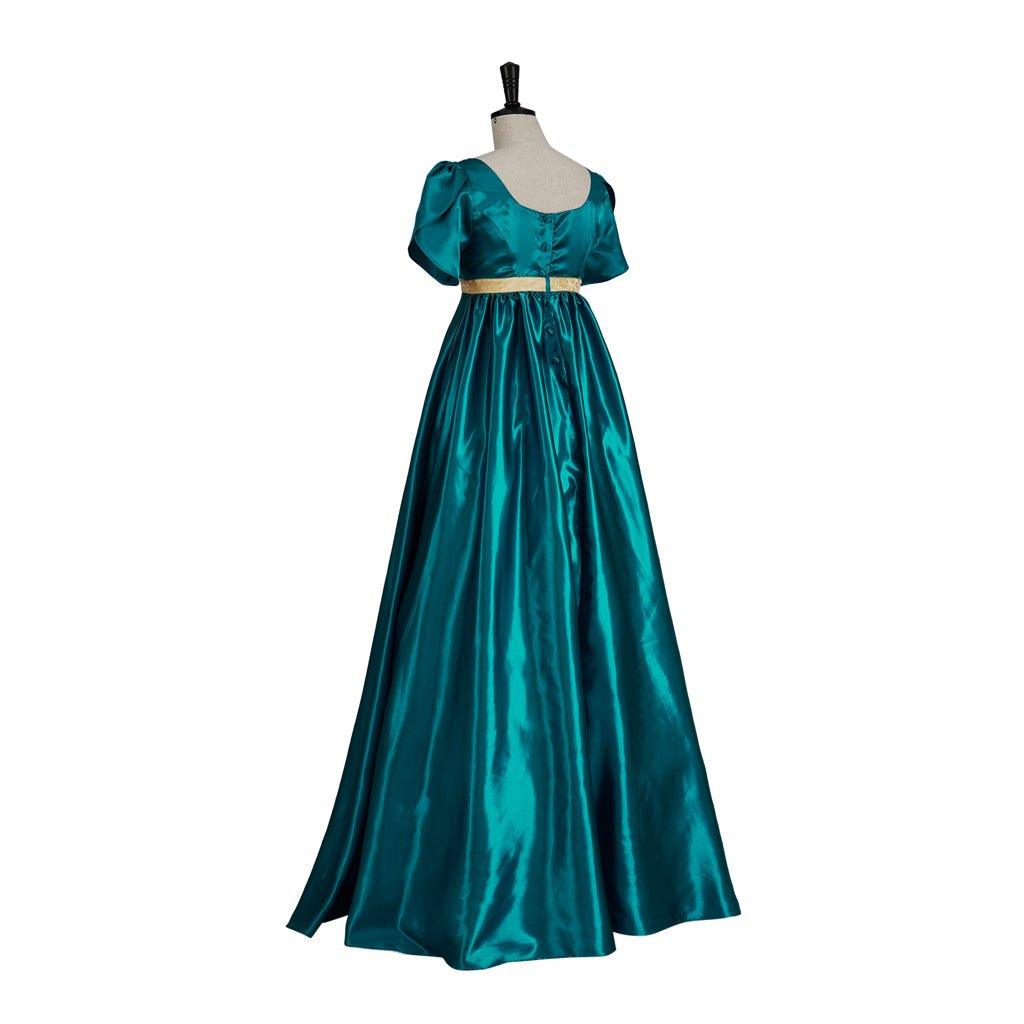 Vestido Medieval Imperio Tradicional - Disfraz de Bridgerton en Tela de Seda Verde Esmeralda - Fantasia Cosera