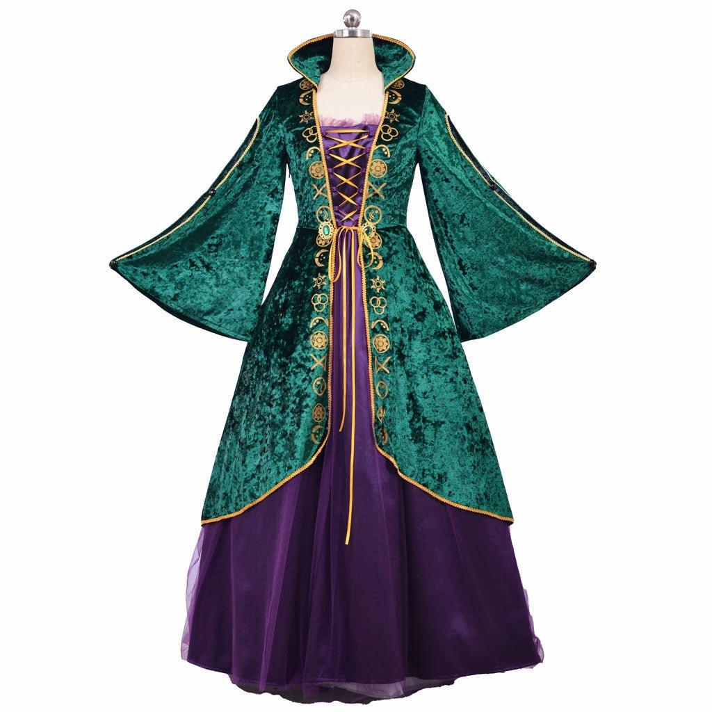 Vestido de Cosplay de Bruja | Traje de Renacimiento Verde Medieval para Mujer - Fantasia Cosera