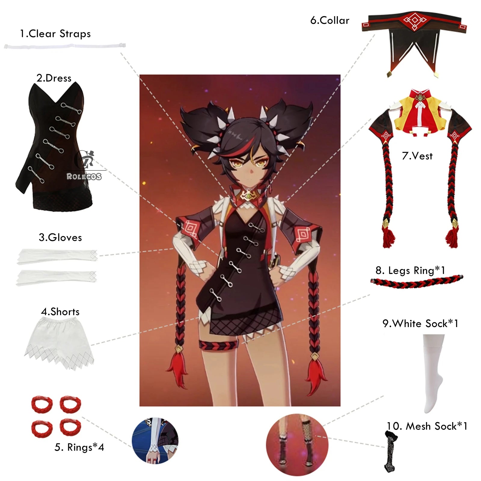 Traje de Cosplay de Xinyan de Genshin Impact para Mujer - Disfraz de Halloween - Fantasia Cosera