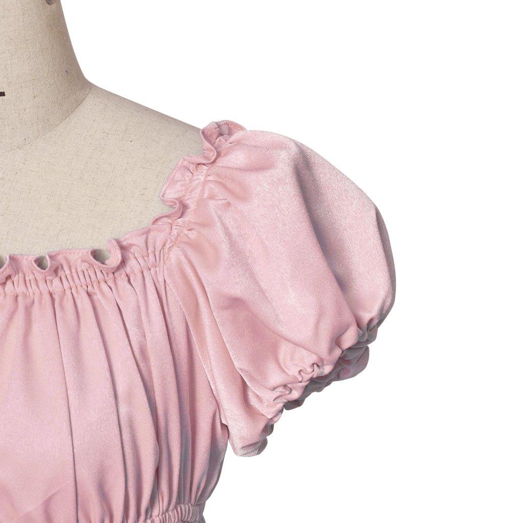 Vestido Medieval Imperio Tradicional - Disfraz de Bridgerton en Tela de Seda Azul Hierro - Fantasia Cosera