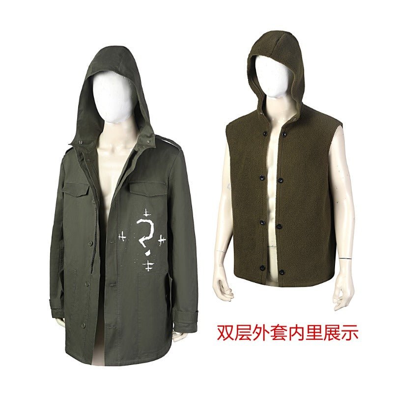 Traje de Cosplay del Acertijo Edward Nygma Conjunto Completo con Máscara - Traje Verde Ejército - Fantasia Cosera