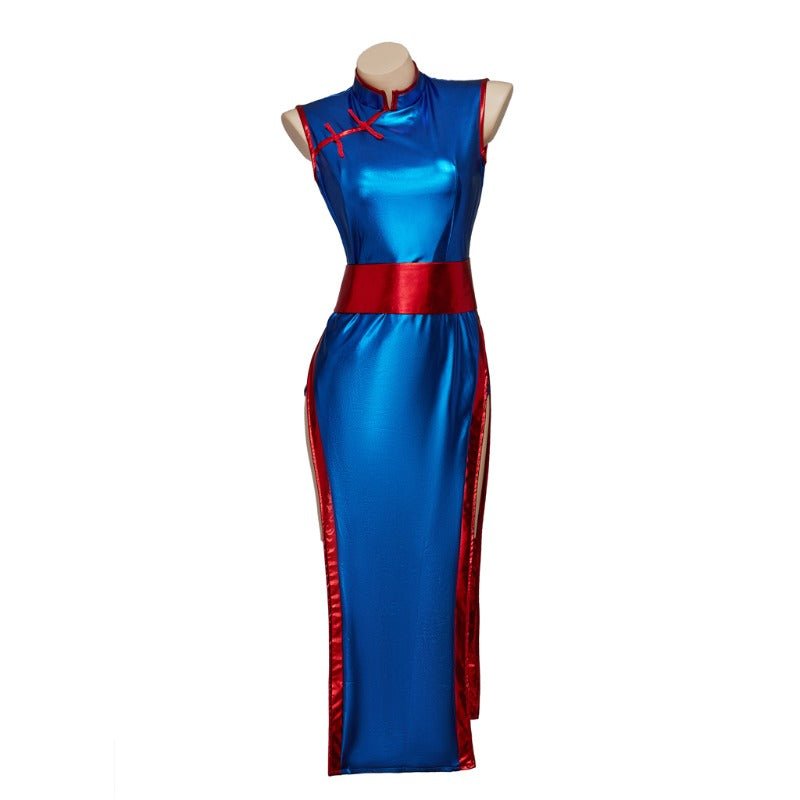 Traje de Cosplay de Chichi de Dragon Ball - Conjunto de Cheongsam Azul - Fantasia Cosera