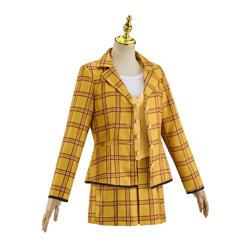 Disfraz de Cher de Clueless para Mujer - Conjunto de Chaqueta y Falda a Cuadros Amarillos de los 90 - Fantasia Cosera