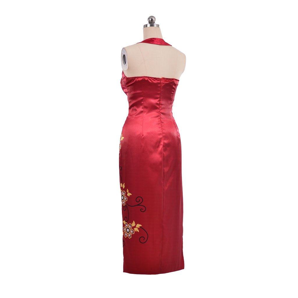 Traje de Cosplay de Ada Wong para Mujer - Vestido Cheongsam Rojo Estampado | Resident Evil Película - Fantasia Cosera