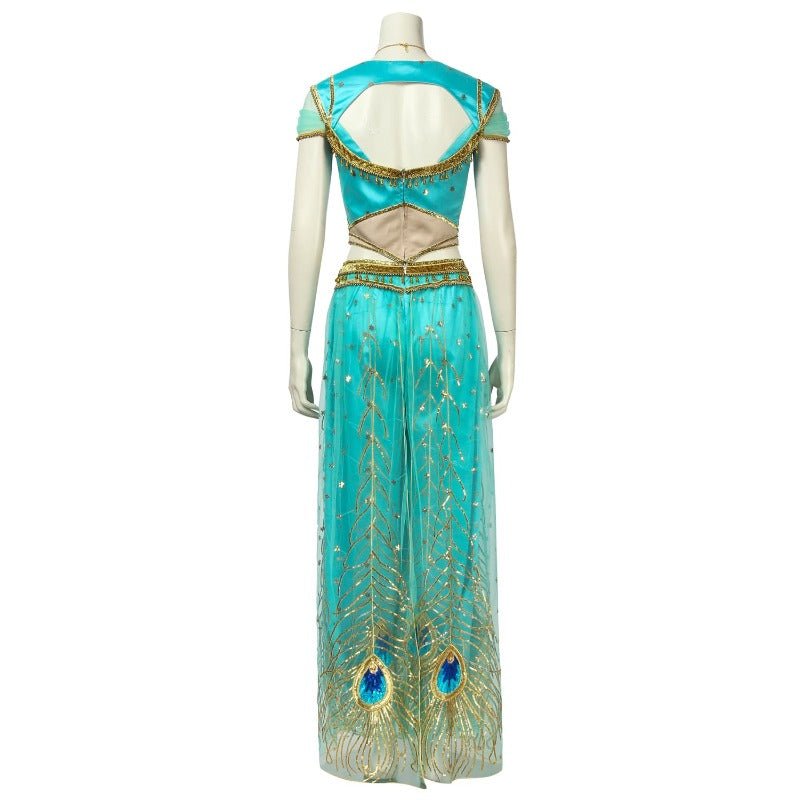 Disfraz de Princesa Jasmine - Vestido de Pavo Real Inspirado en Aladdin para Adultos - Fantasia Cosera