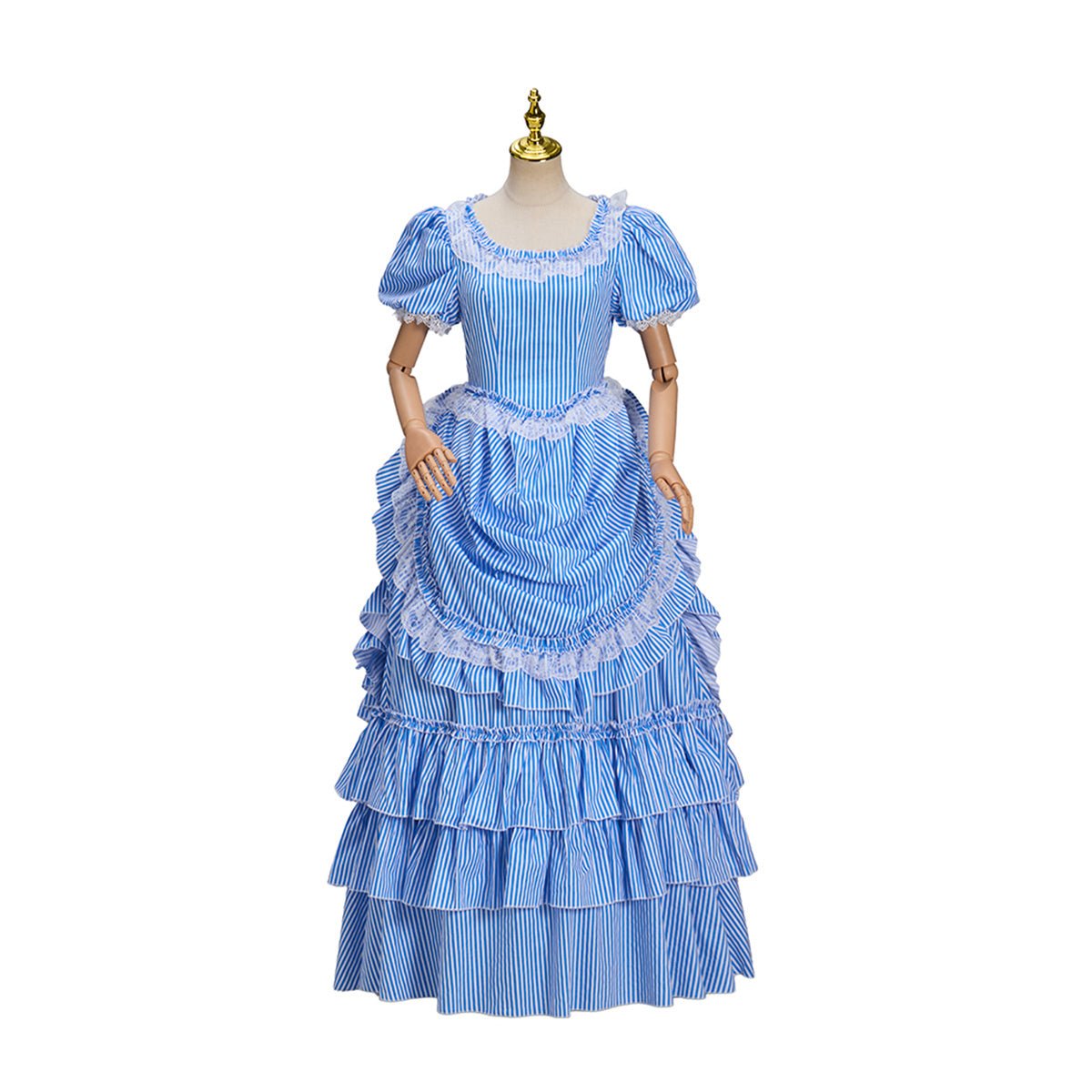 Vestido Azul a Rayas Victoria Cosplay – Traje Elegante Inspirado en Anime - Fantasia Cosera