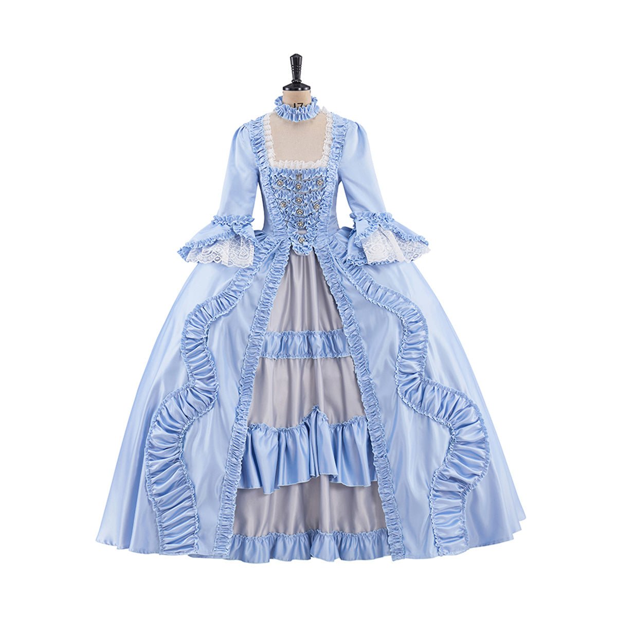 Vestido Azul Claro Rococó – Elegante Traje de Cosplay para Entusiastas - Fantasia Cosera