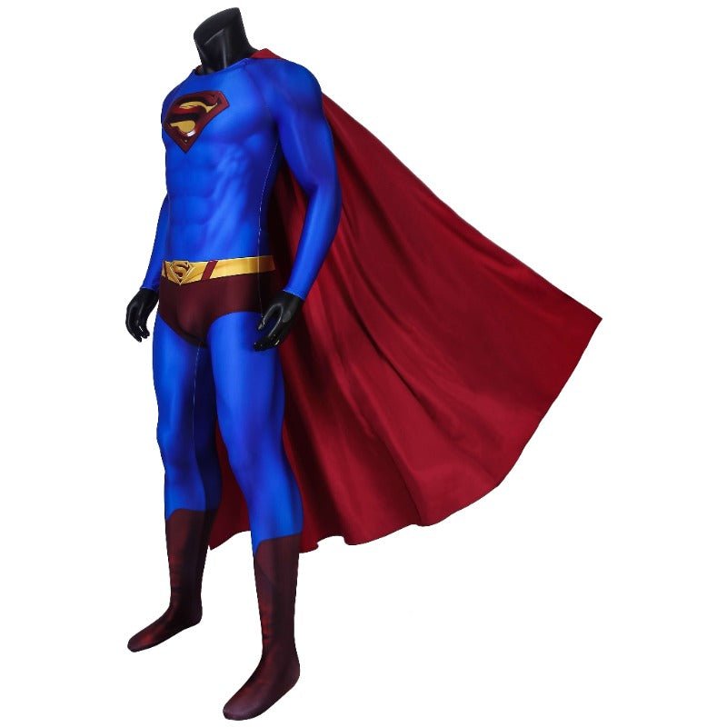 Traje de Cosplay Clark Azul Super Héroe Tierras Infinitas con Capa - Disfraz de Superman para Halloween - Fantasia Cosera