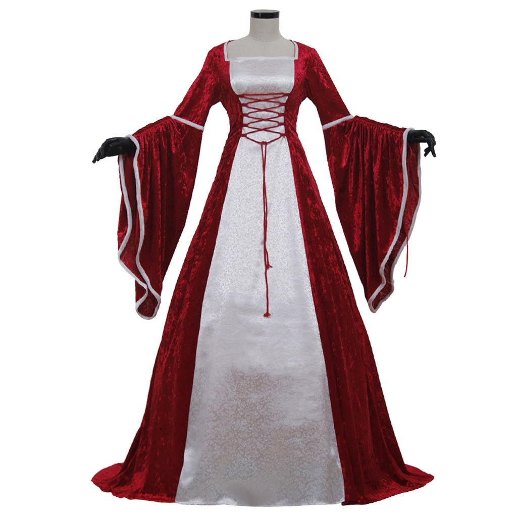 Vestido de Cosplay Reina Renacentista Terciopelo Rojo Deluxe - Traje Victoriano Medieval para Halloween y Fiestas - Fantasia Cosera
