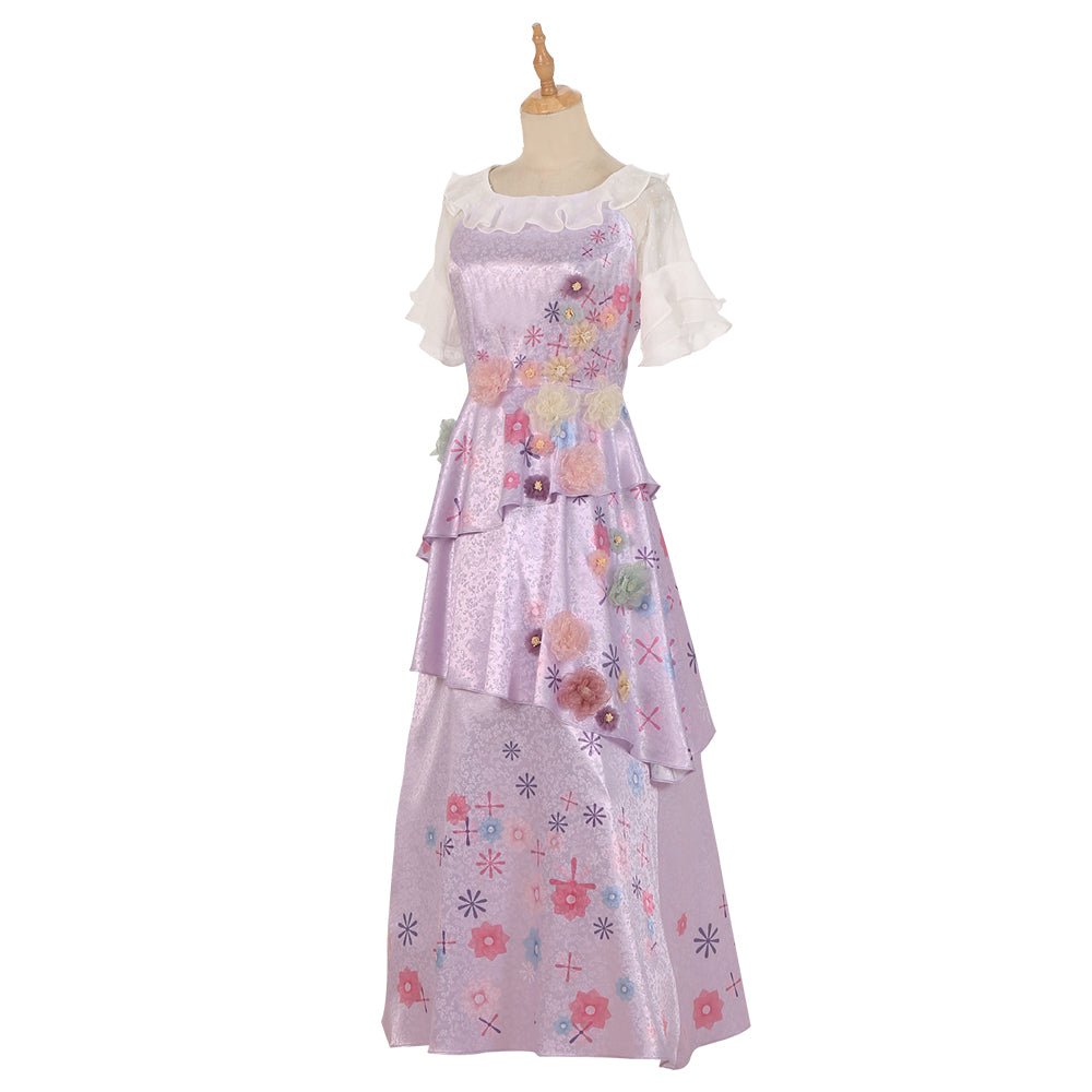Vestido de Princesa Isabela Madrigal Rosa Floral para Mujer, Traje para Halloween y Cosplay - Fantasia Cosera