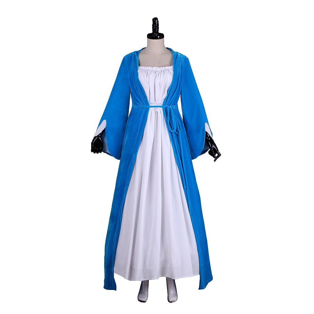 Vestido Azul Elizabeth Schuyler Hamilton Cosplay | Hamilton Broadway Vestido de Baile Colonial Rococo - Fantasia Cosera