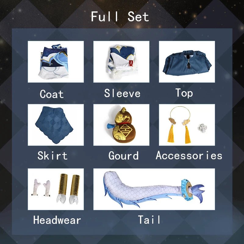 Traje de Cosplay de Bailu de Honkai Star Rail con Diseño de Escamas de Pescado para Mujer - Fantasia Cosera