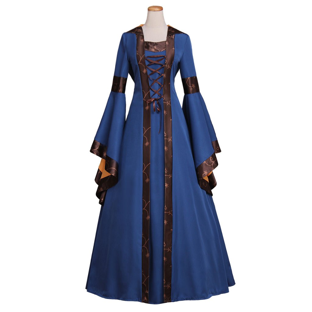 Vestido Medieval con Mangas de Campana Capucha Tiro Alto con Cordones para Mujer Gótico Cosplay Vintage Fiesta Corte Europea - Fantasia Cosera
