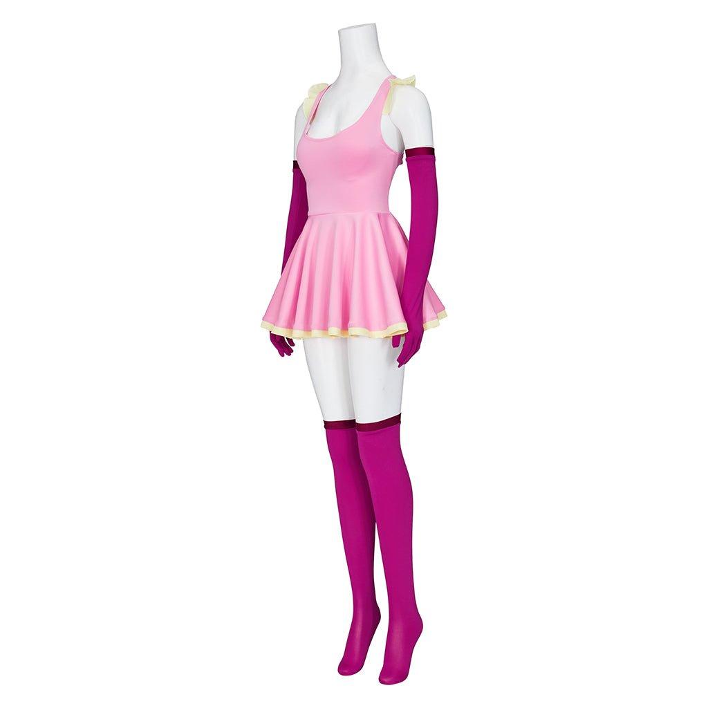 Vestido Rosa de Cosplay Anime Me!Me!Me! MeMeMe-chan con Guantes y Medias | Traje de Halloween para Mujeres y Niñas - Fantasia Cosera