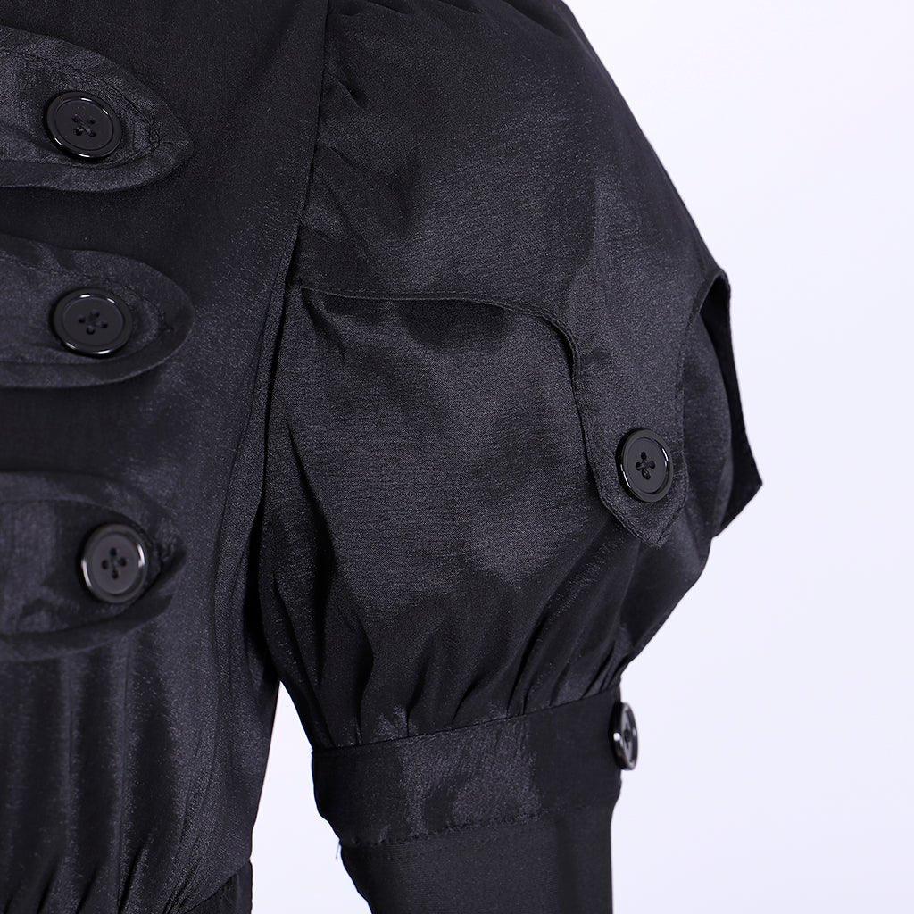 Vestido de Cosplay Eliza de Hamilton | Vestido de Gala Negro para Mujer Adulta | Satinado Personalizado para Halloween - Fantasia Cosera