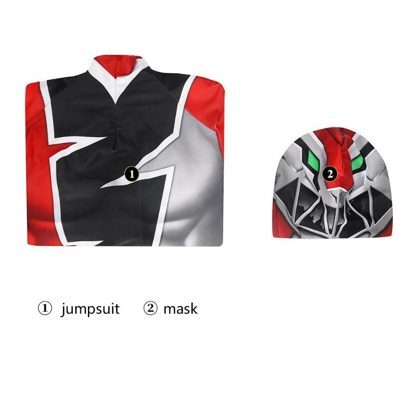Traje de Cosplay de Red Ranger KISHIRYU SENTAI RYUSOULGER en Spandex - Fantasia Cosera
