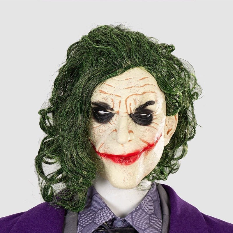 Traje de Cosplay de Joker de Batman: El Caballero Oscuro - Abrigo, Pantalones, Máscara, Disfraz para Halloween - Fantasia Cosera