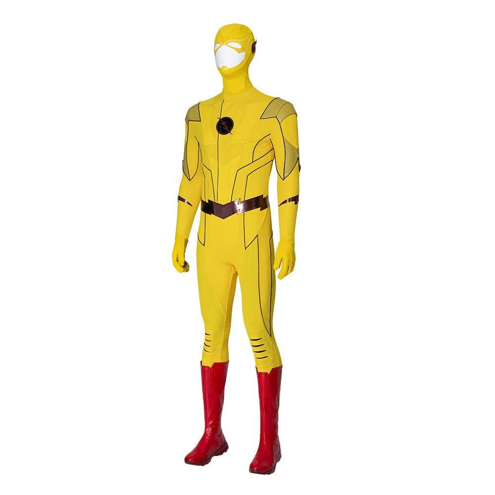 Traje de Cosplay Reverse Flash Armageddon Barry Allen Outfit Amarillo de DC The Flash - Fantasia Cosera