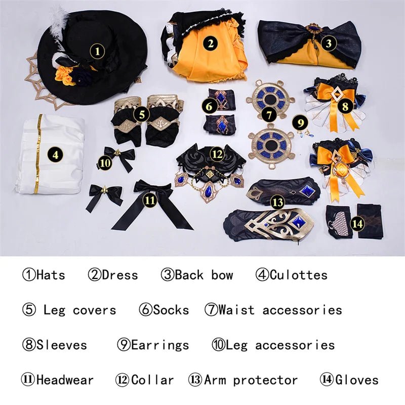 Traje de Cosplay de Genshin Impact Fontaine Navia Spina di Rosula Vestido Steampunk con Sombrero para Mujer - Fantasia Cosera