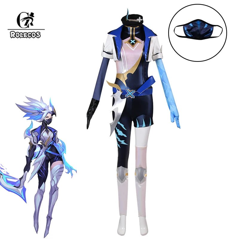Traje de Cosplay LOL DRX Akali para Mujer, Outfit de Akali del Juego LOL, Disfraz de Halloween con Máscara - Fantasia Cosera