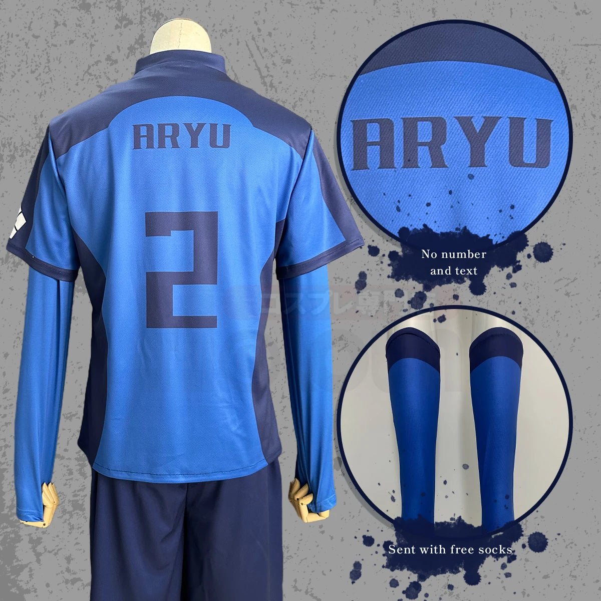 Conjunto de Cosplay de Blue Lock Aryu No.2 - Uniforme de Fútbol, Peluca y Logo Bordado para Fans de Anime - Fantasia Cosera