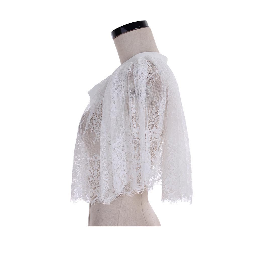 Bolero de Encaje Blanco para Mujeres, Capas Nupciales, Wraps y Chales para Bodas y Vestidos de Noche - Fantasia Cosera