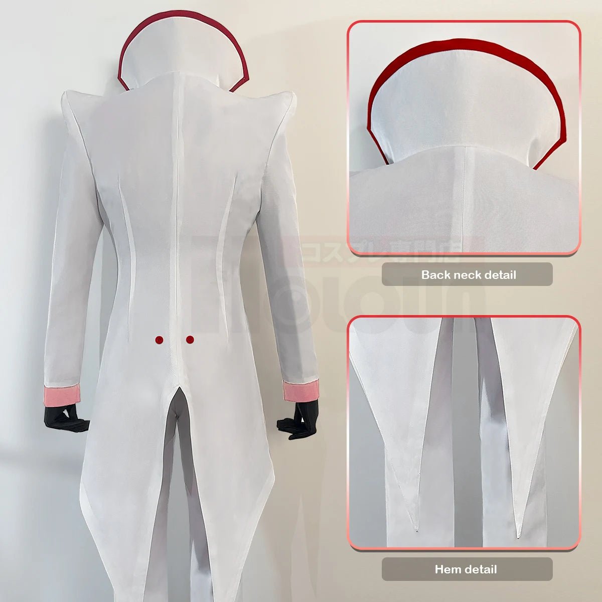 Traje de Cosplay de Lucifer Morningstar de Haz Hotel con Peluca, Cuello Alto, Levita, Chaleco y Pantalones - Ideal para Convenciones y Halloween - Fantasia Cosera
