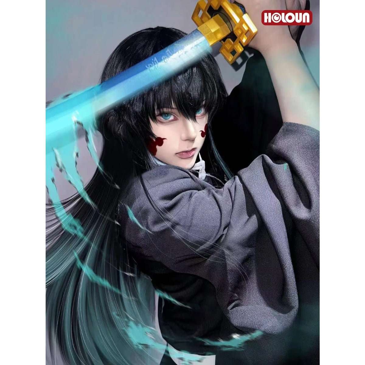 Traje de Cosplay de Tokitou Muichirou de Demon Slayer con Peluca, Top Bordado, Pantalones Elásticos y Cinturón - Fantasia Cosera