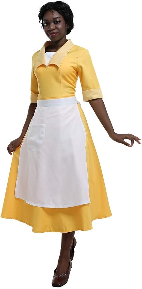 Vestido Amarillo de Camarera para Mujer | Disfraz de Cosplay de Criada | Roleplay de Halloween - Fantasia Cosera