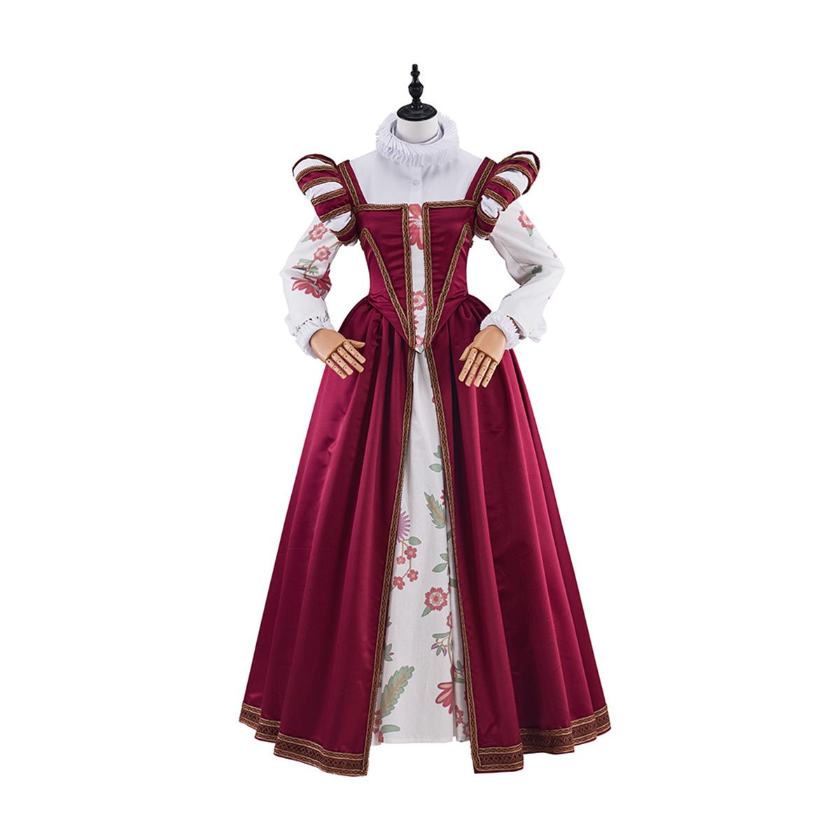 Chaleco Rojo de la Dinastía Tudor con Vestido Floral Traje de Cosplay - Fantasia Cosera
