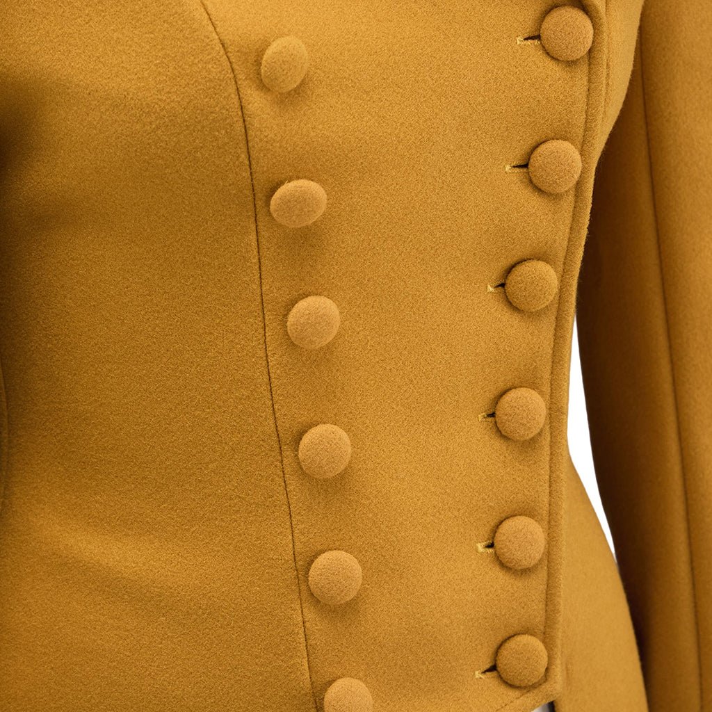 Chaqueta Medieval Amarilla con Botones para Mujer - Disfraz de Cosplay para Ferias Renacentistas y LARP - Fantasia Cosera