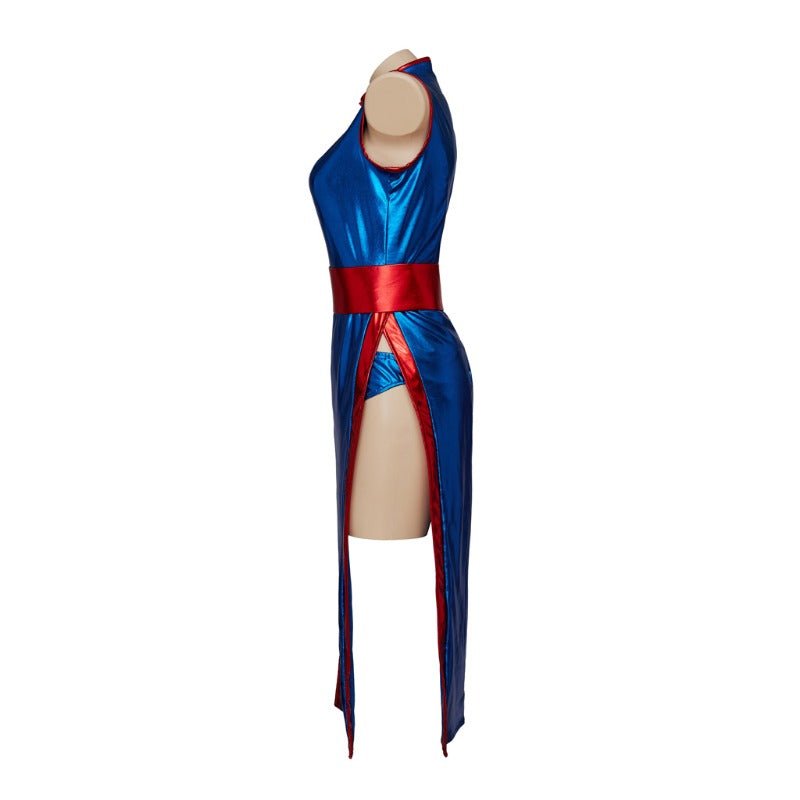 Traje de Cosplay de Chichi de Dragon Ball - Conjunto de Cheongsam Azul - Fantasia Cosera