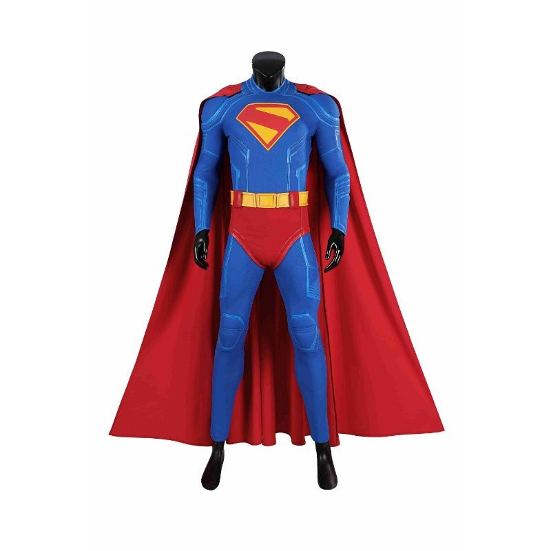 Traje de Cosplay Superhéroe Legado Clark Kent - Bodysuit Azul con Capa Roja - Fantasia Cosera