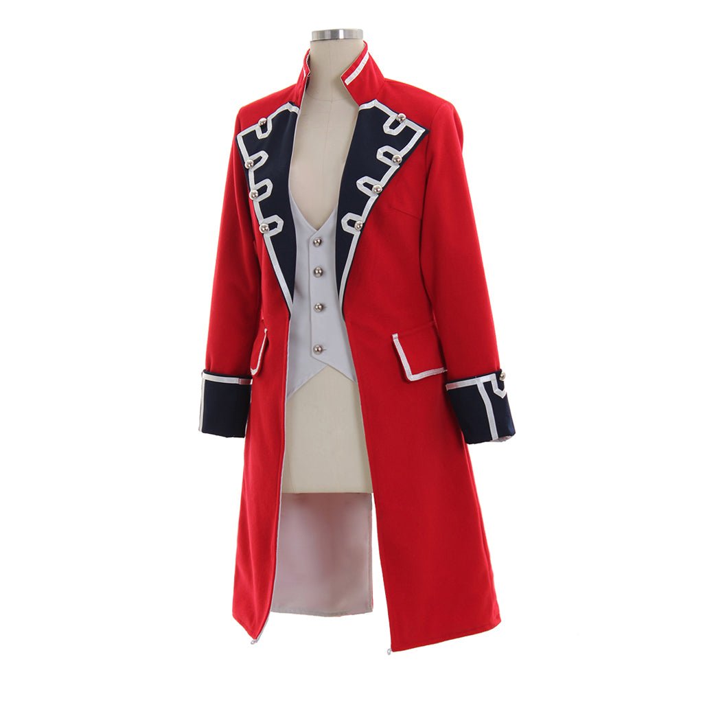 Elegante Chaqueta Pirata Roja de Lana con Puños Negros para Mujeres – Estilo Napoleónico - Fantasia Cosera