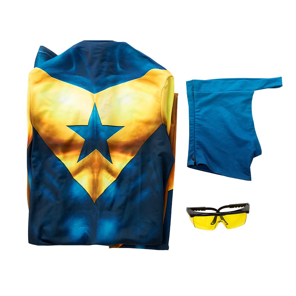 Traje de Booster Gold Michael Jon Carter para Hombres – Cosplay con Gafas - Fantasia Cosera
