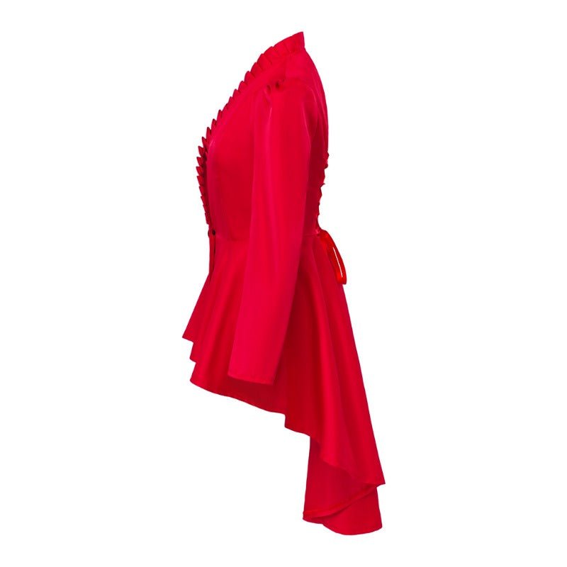 Vestido Gótico Medieval de Cocktail Alto-Bajo – Traje de Cosplay de Manga Larga para Mujer - Fantasia Cosera