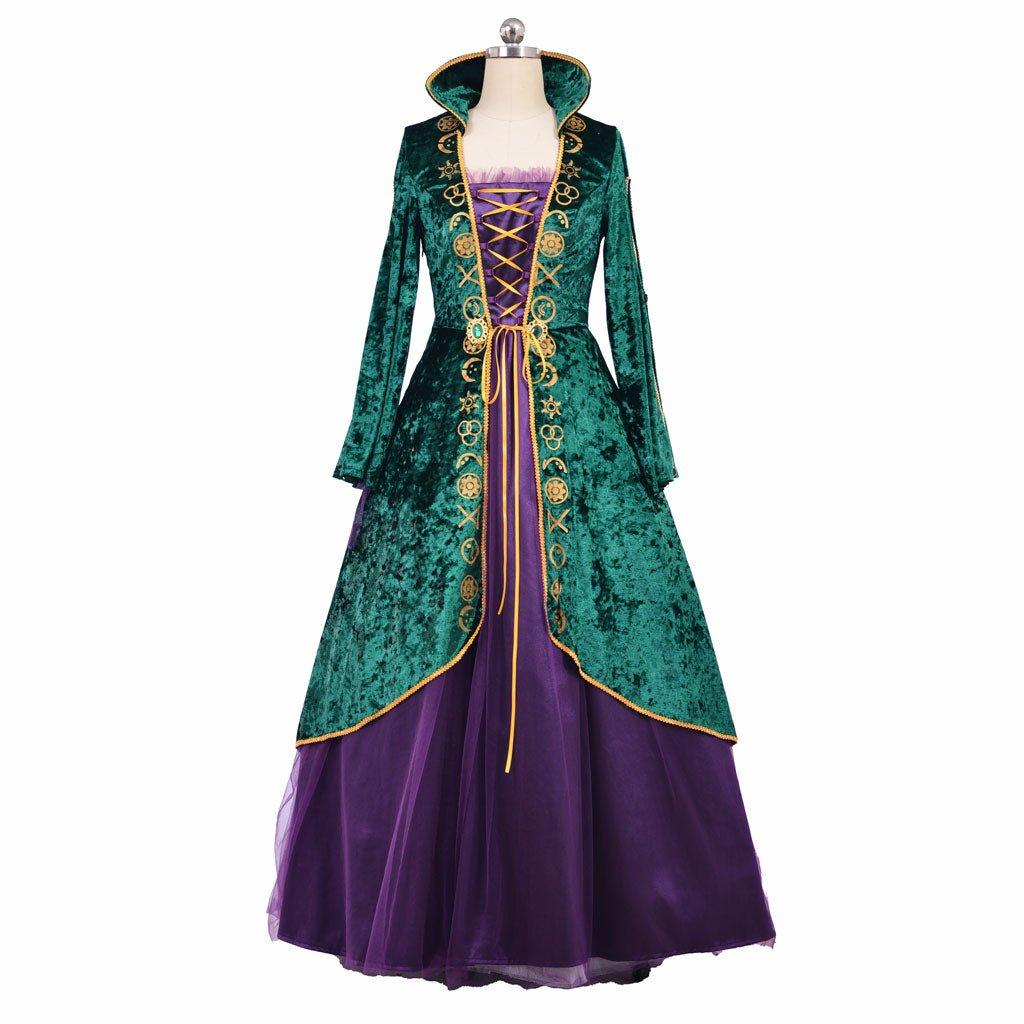 Vestido de Cosplay de Bruja | Traje de Renacimiento Verde Medieval para Mujer - Fantasia Cosera