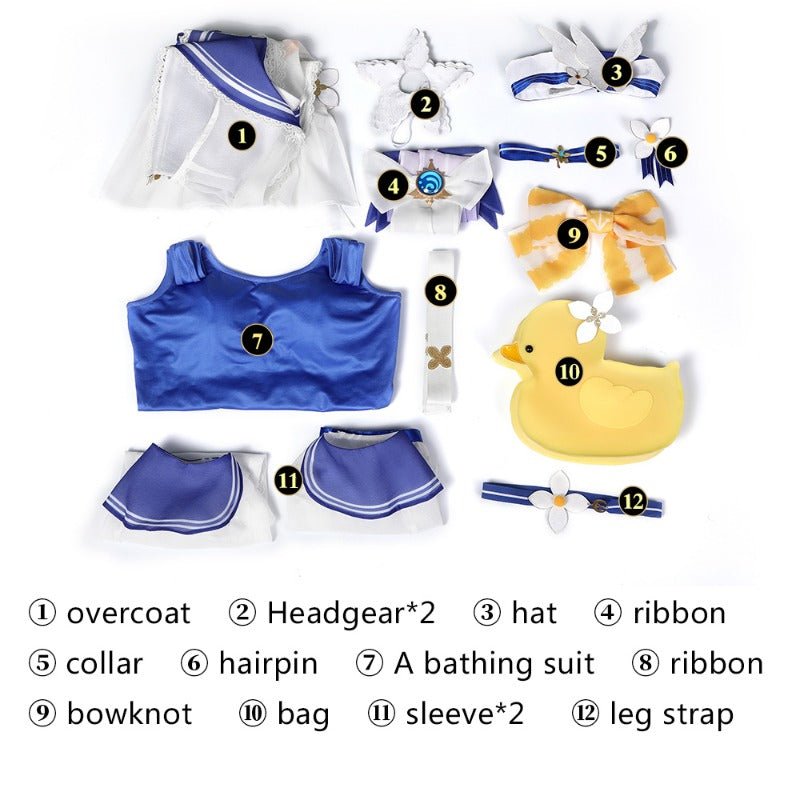 Traje de Cosplay de Baño de Barbara de Genshin Impact con Bolso para el Verano - Fantasia Cosera