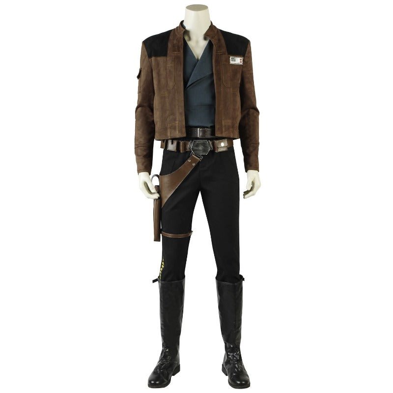 Traje de Han Solo Cosplay - Chaqueta de Piel, Cinturón de Cuero y Fundas Juego Completo para Role Play en Halloween - Fantasia Cosera