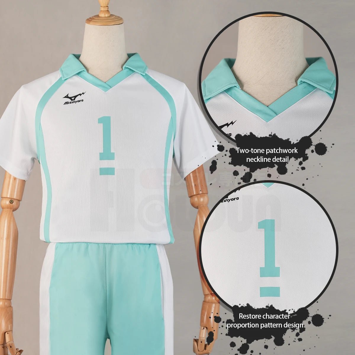 Traje de Cosplay de Oikawa Tooru Jersey NO.1 de Aoba Johsai Uniforme de Voleibol de la Escuela Superior con Peluca - Fantasia Cosera