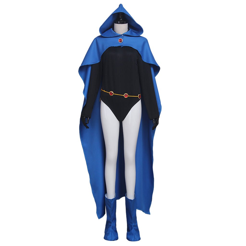 Traje de Cosplay de Raven de Teen Titans - Capa Azul y Unitard para Superhéroes, Cómics y Halloween - Fantasia Cosera