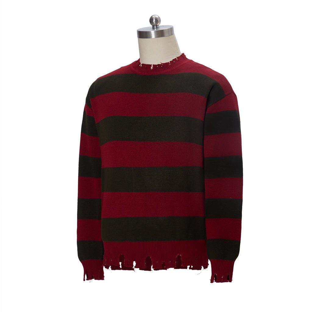 Suéter Cosplay Freddy Krueger | Camiseta de Rayas Rojas de la Película Calle Pesadilla | Suéter Tricotado Unisex para Hombres y Mujeres - Fantasia Cosera