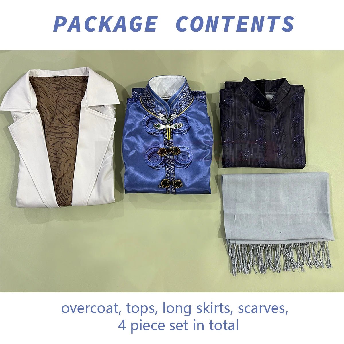 Traje de Cosplay de Marius de Tears of Themis - Abrigo Rey, Traje Tang, Bufanda, Falda Larga y Aretes - Fantasia Cosera