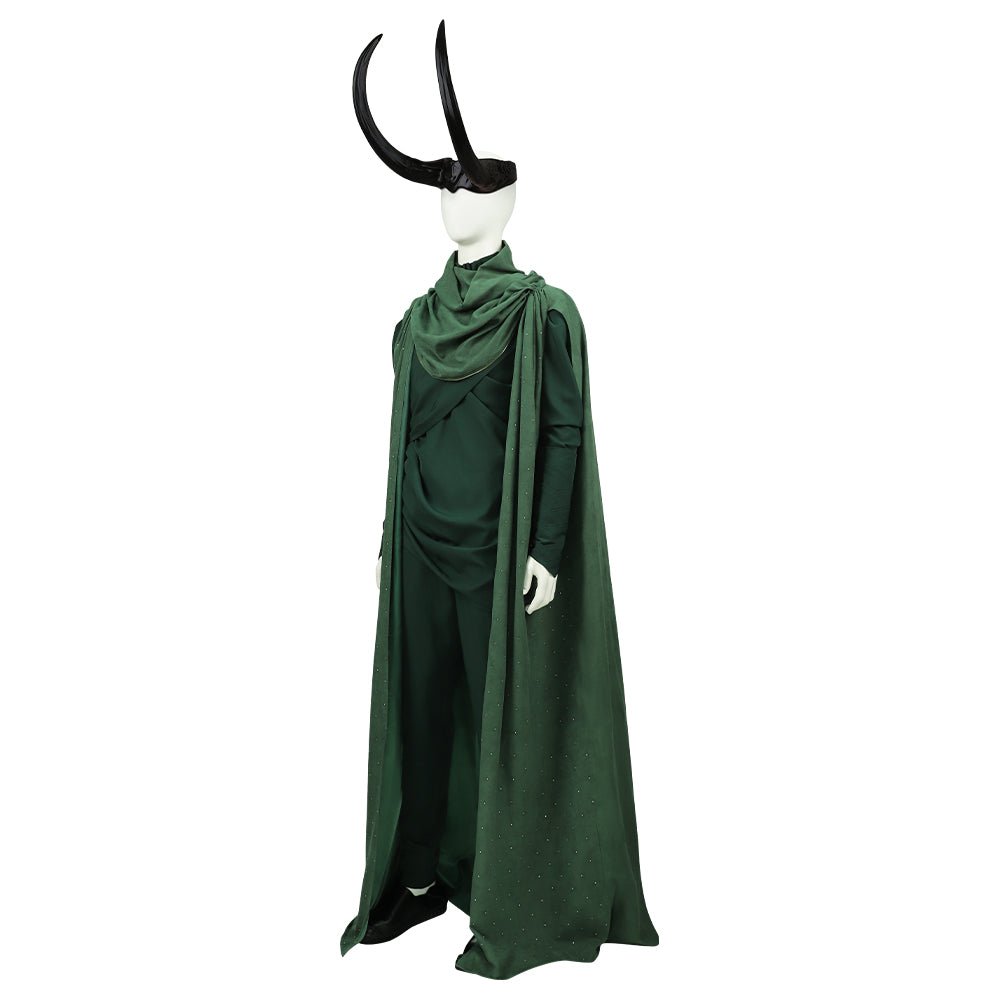 Traje de Cosplay de Loki para Hombres - Uniforme de Batalla Deluxe de Marvel con Capa Verde - Fantasia Cosera