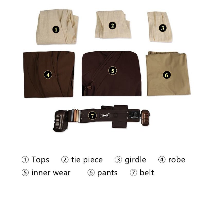 Traje de Cosplay de Obi-Wan Kenobi Vestimenta Jedi Conjunto Completo para Halloween y Fiestas - Fantasia Cosera